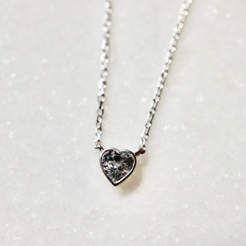 White Sapphire Heart Necklace Sterling Silver