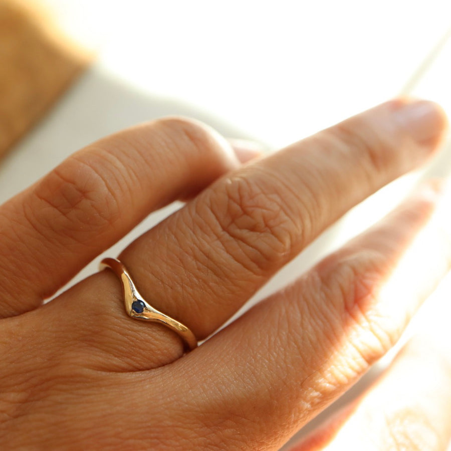 Sapphire Miki Slope Ring