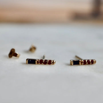 Bachi Sapphire Ruby Bar Stud Earrings