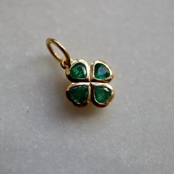 Emerald Four Leaf Clover Charm