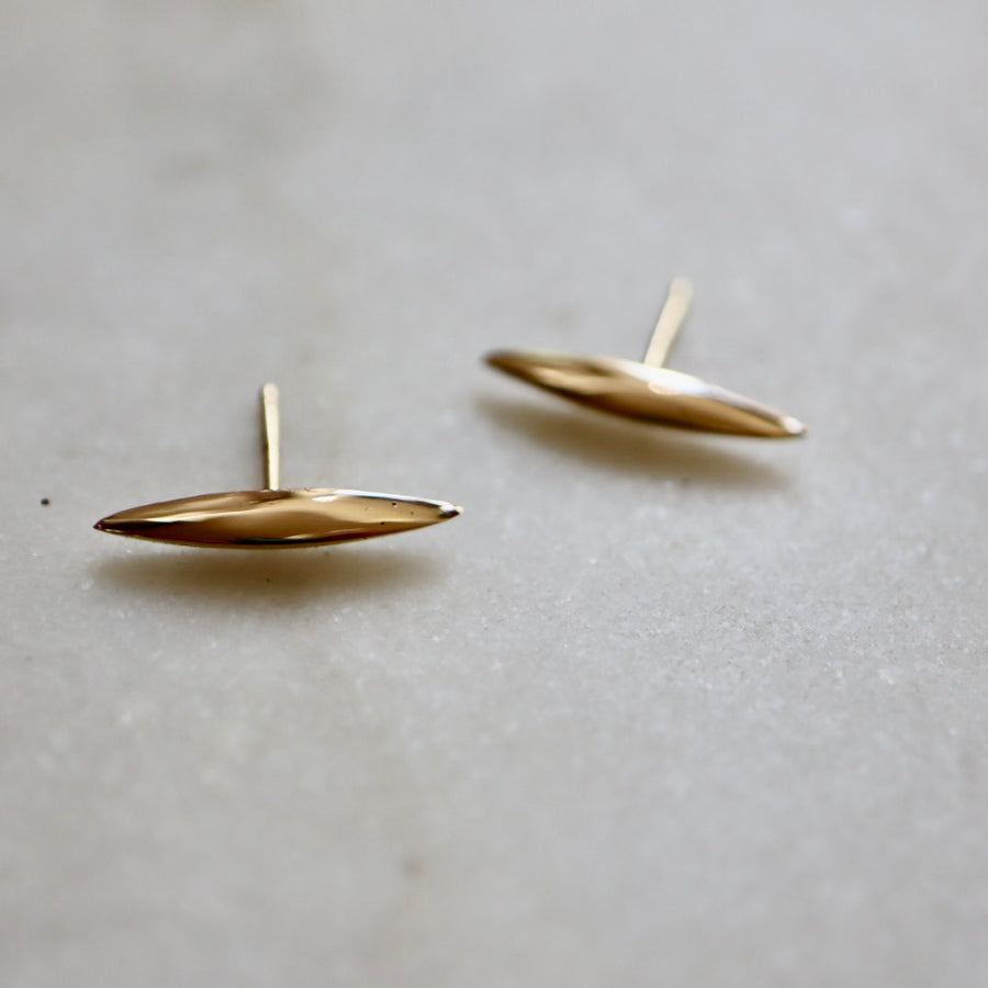 Gold Blade Stud Earrings