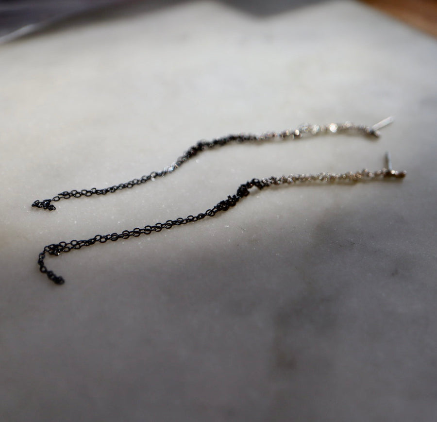 Hand Braided Monotone Tail Earrings - Sterling Silver