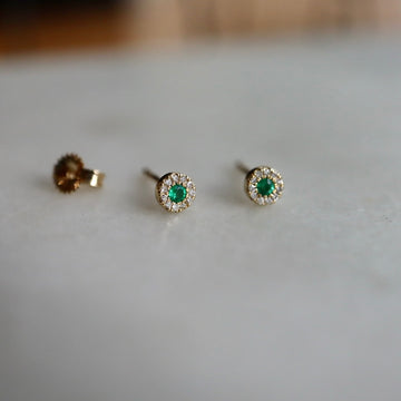 Taiyo Emerald Diamond Stud Earrings