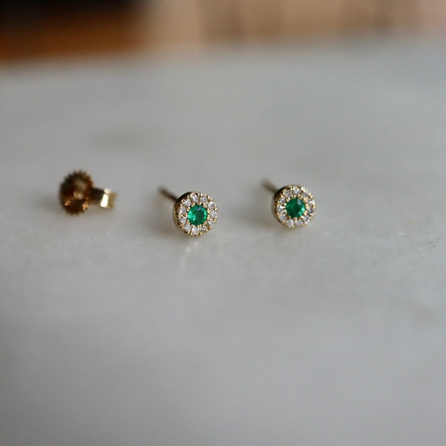 Taiyo Emerald Diamond Stud Earrings