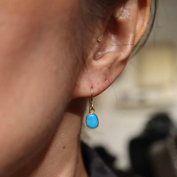 Organic Shaped Turquoise Dangling Earrings in 18K gold