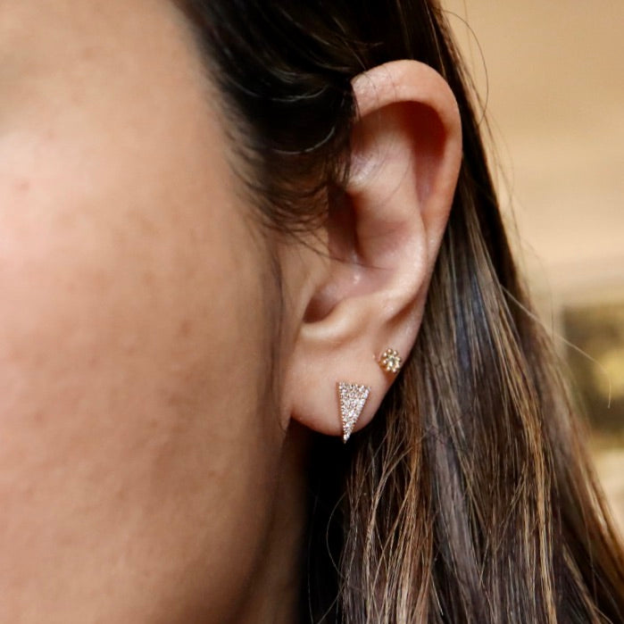 Flat Triangle Diamond Stud Earrings