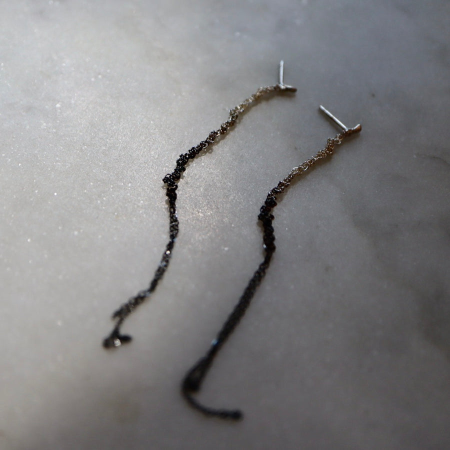 Hand Braided Monotone Tail Earrings - Sterling Silver
