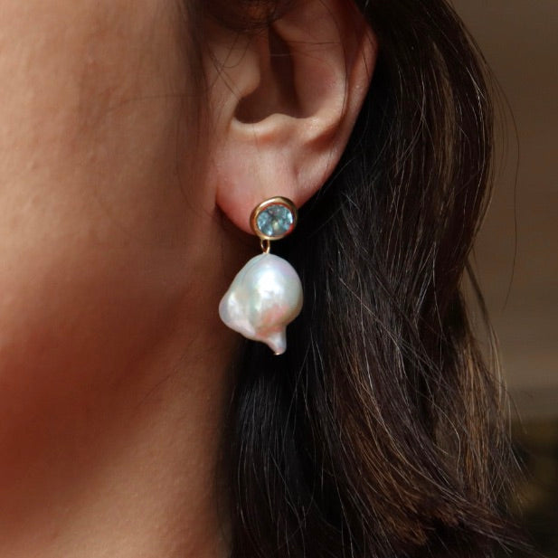 Topaz and Freshwater Pearl Oh Drops Earrings