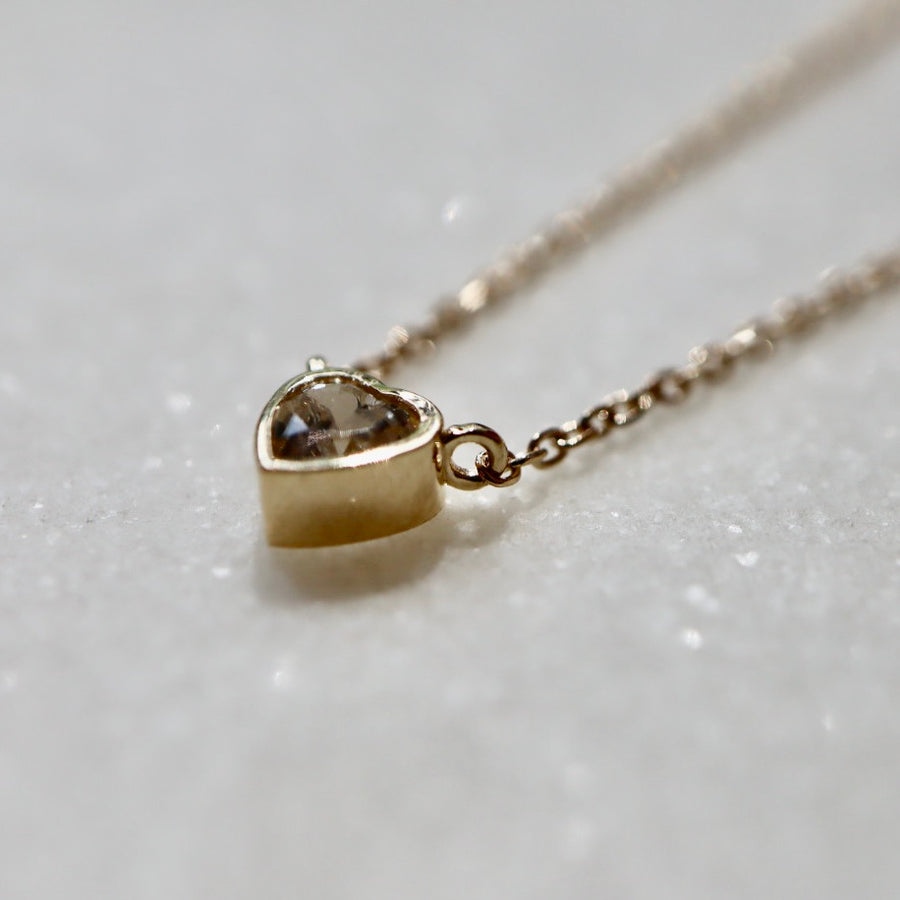 White Sapphire Heart Necklace 14K Gold