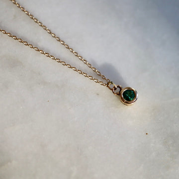 Bezel Set Emerald Necklace