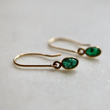 Oval Emerald Drop Earrings