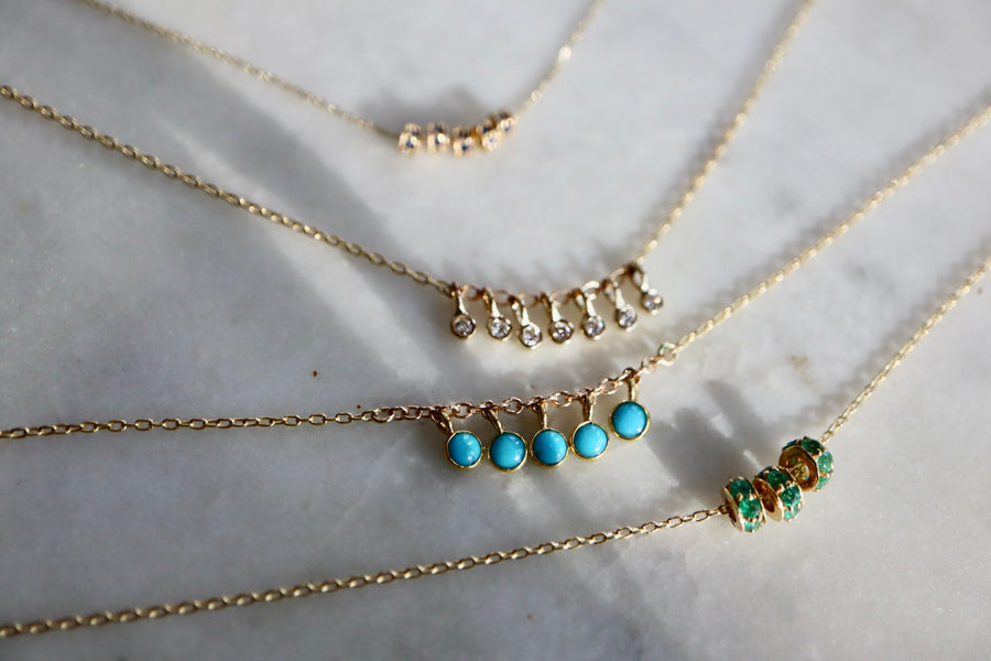 Five Turquoise Fringe Necklace