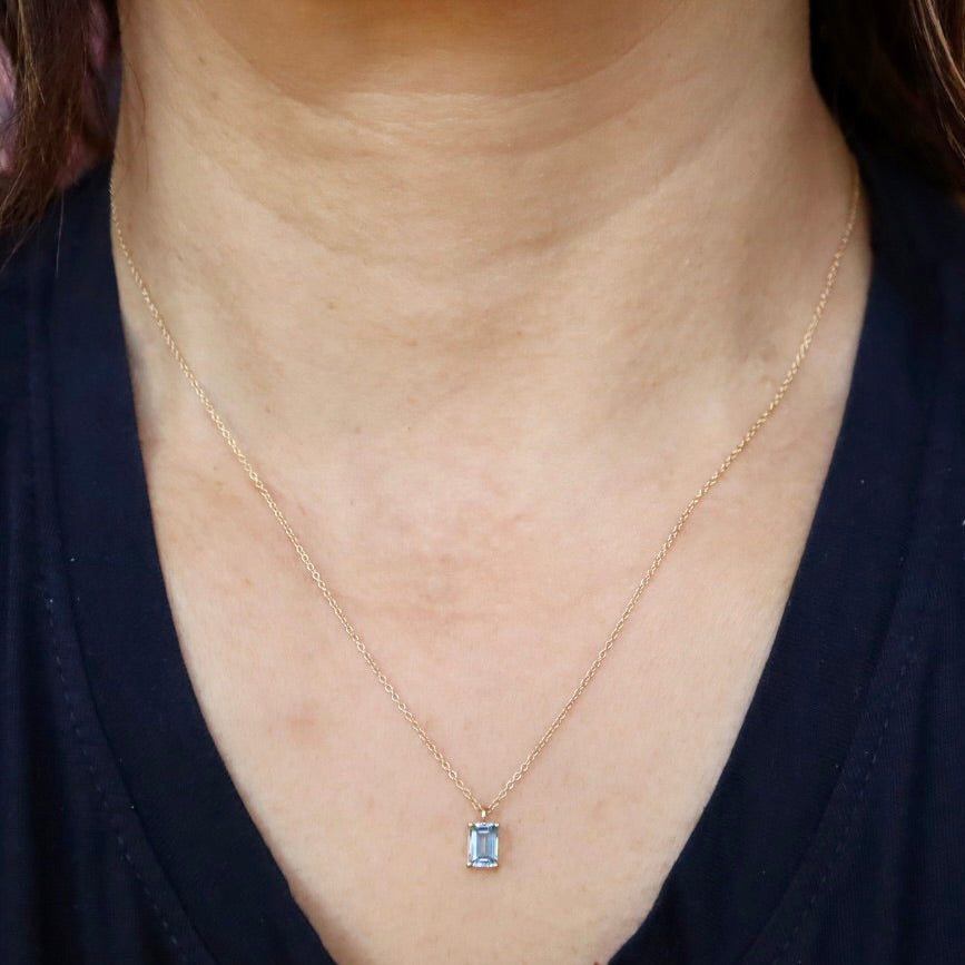 Emerald Cut Aquamarine Necklace