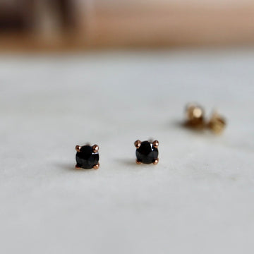 Rose-Cut Black Diamond Stud Earrings