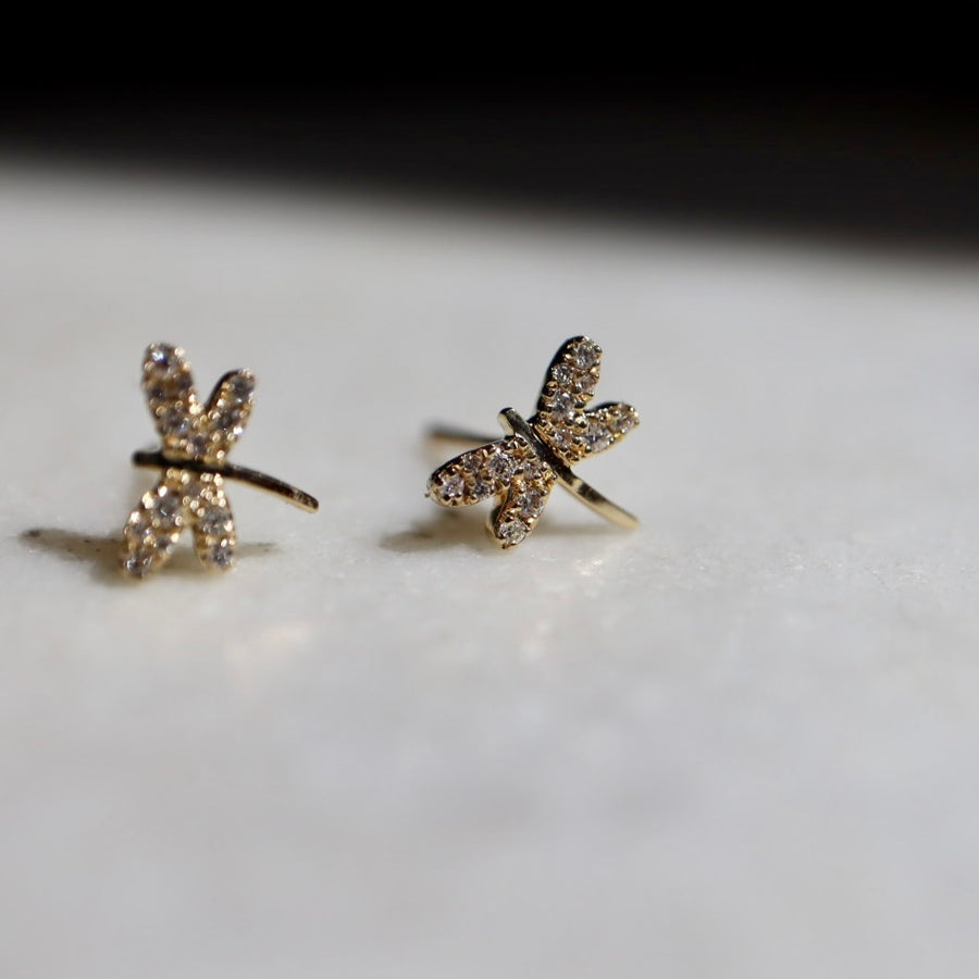 Diamond Dragonfly Earrings