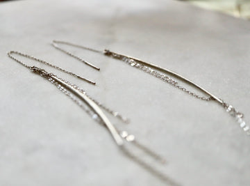 Multi Chain Ripple Thread Through Silver Earrings