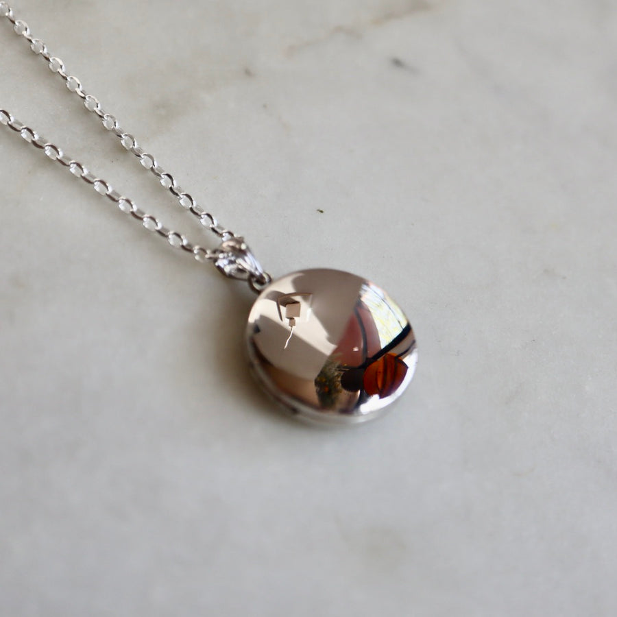 Polished Round Silver Locket Necklace