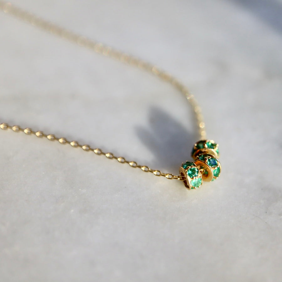 Triple Green Emerald Roundel Necklace