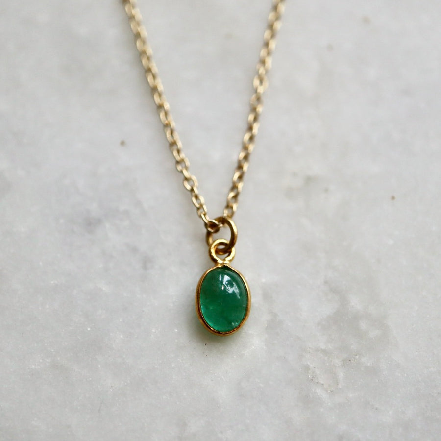 Cabochon Cut Oval Emerald Necklace