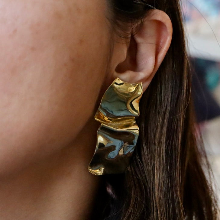 WARP Crinkled Bronze Sheet Earrings