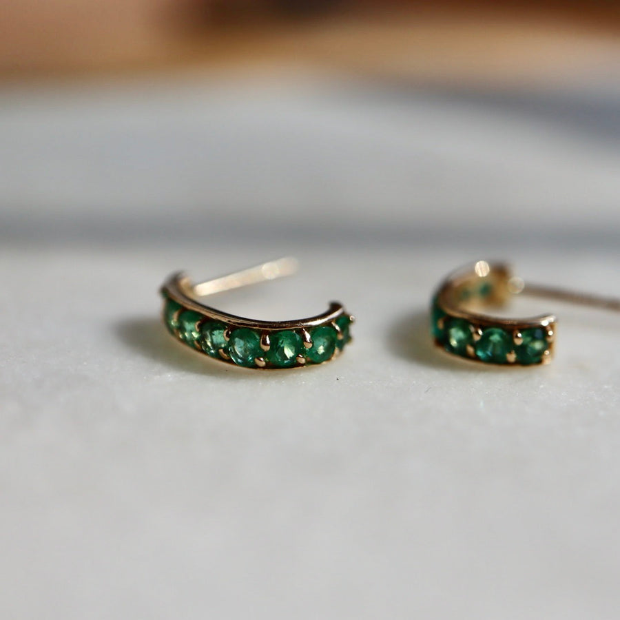 Emerald Hoop Earrings