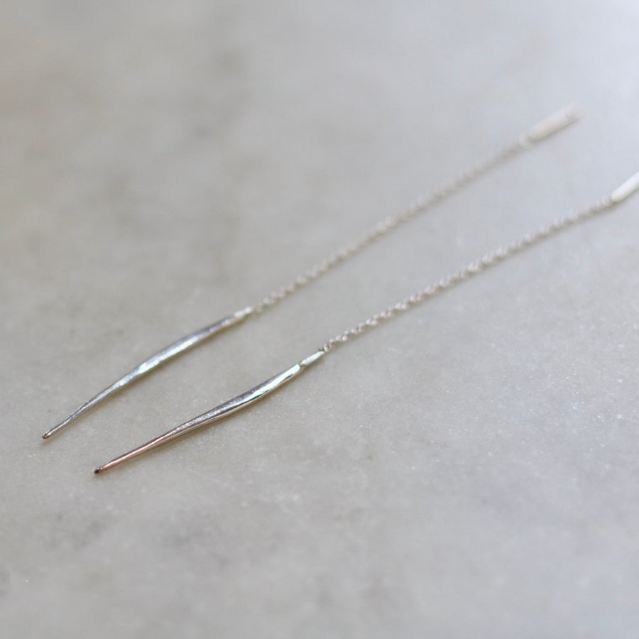 Ripple Thread Through Small Silver Earrings