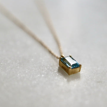 Emerald Cut Aquamarine Necklace