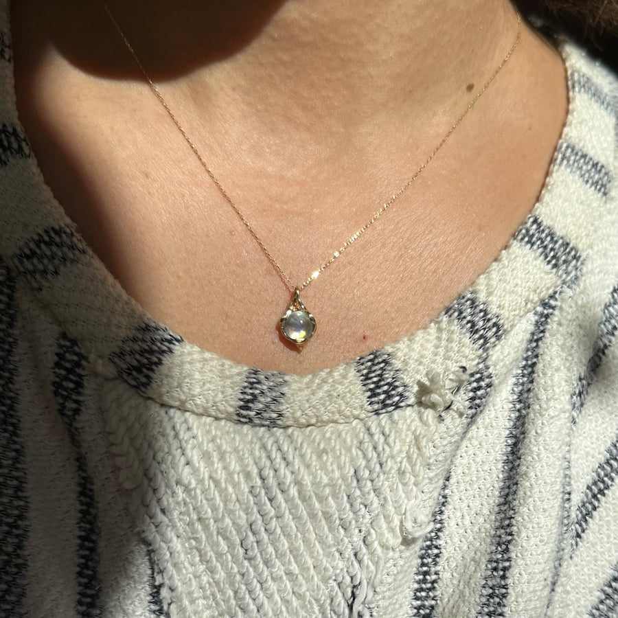 Moonstone in a Gold Blanket Necklace