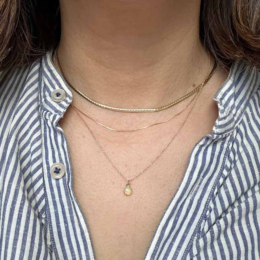 Bezeled Round Opal Necklace