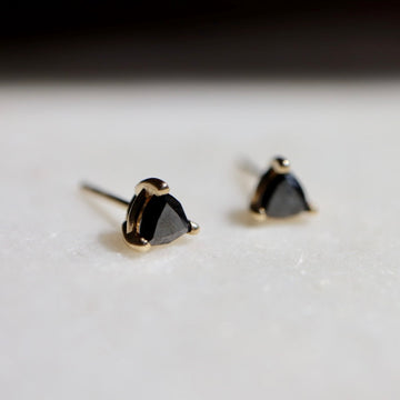 Trillion Cut Black Diamond Stud Earrings