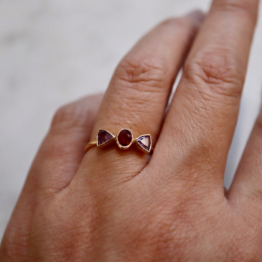 Sapphire Mix Ring with Red and Violet Sapphires