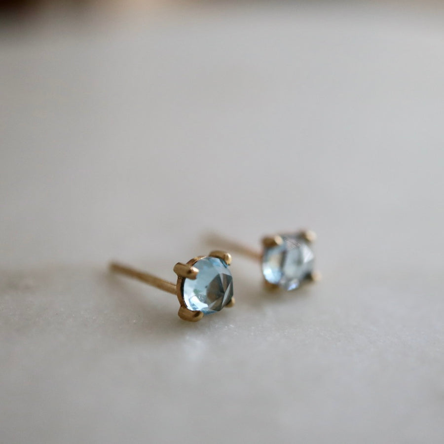 Rose-cut Blue Topaz Stud Earrings