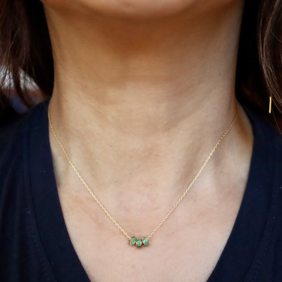 Triple Green Emerald Roundel Necklace