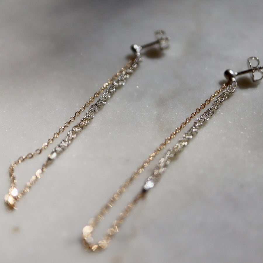 Kawakami Two Tone Braided Earrings - Silver and Gold-FIlled