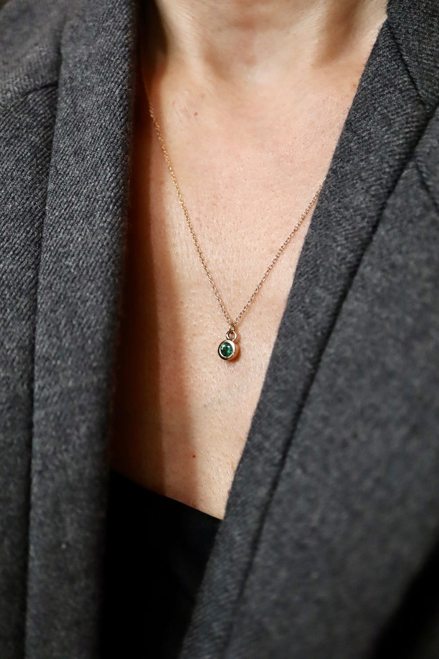 Bezel Set Emerald Necklace