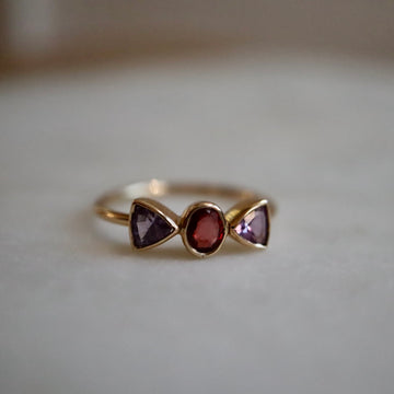 Sapphire Mix Ring with Red and Violet Sapphires