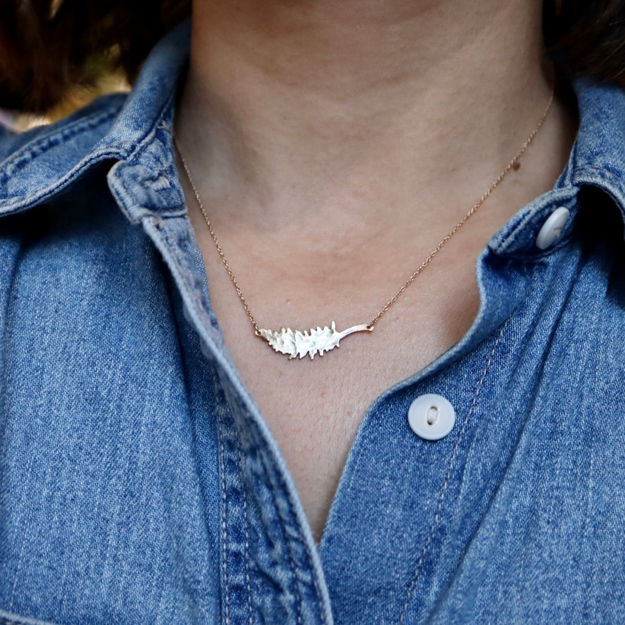 Hammered Feather Necklace