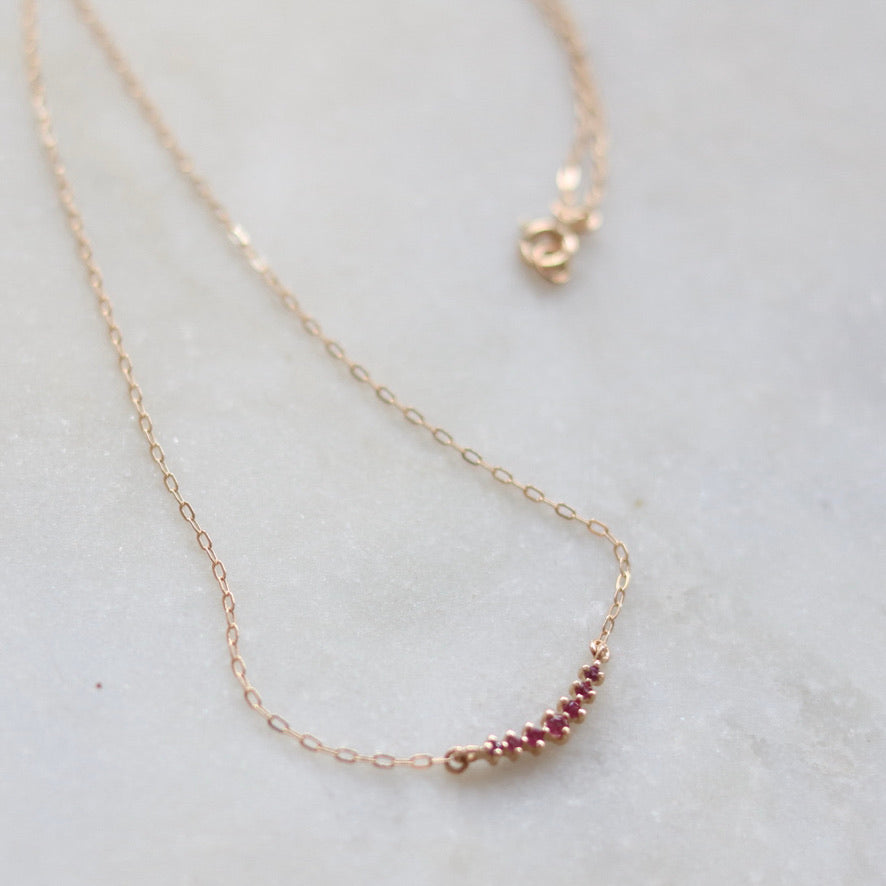 Curved Seven Ruby Necklace
