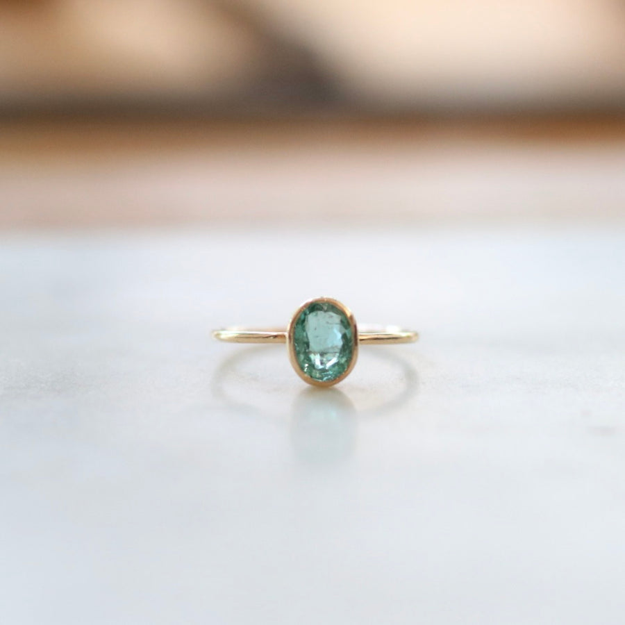 Bezel Set Oval Emerald Ring