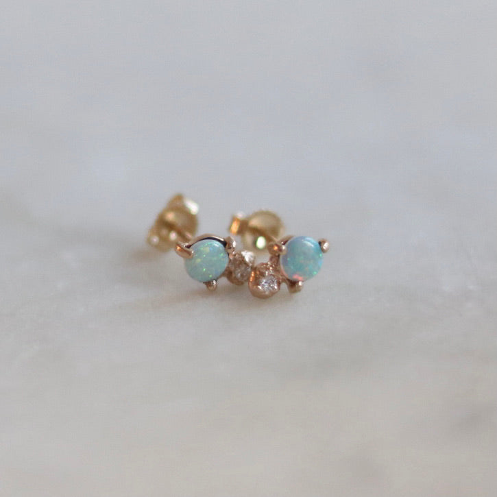 Opal and Diamond Stud Earrings