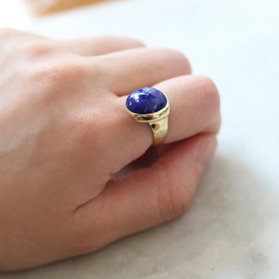 Bronze and Lapis Offset Ring