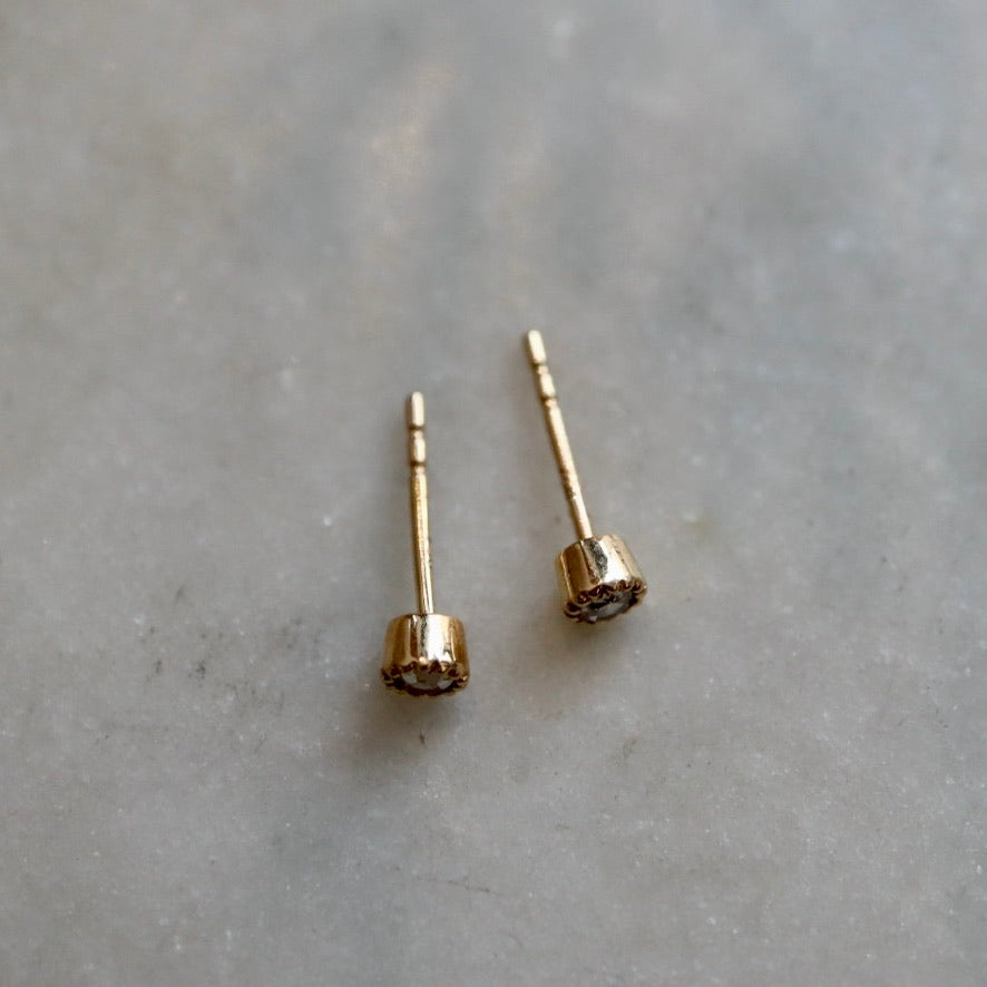 Rose-cut Granulated Setting Stud Earrings