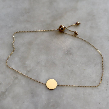 Adjustable Shiny Gold Plain Disc Bracelet