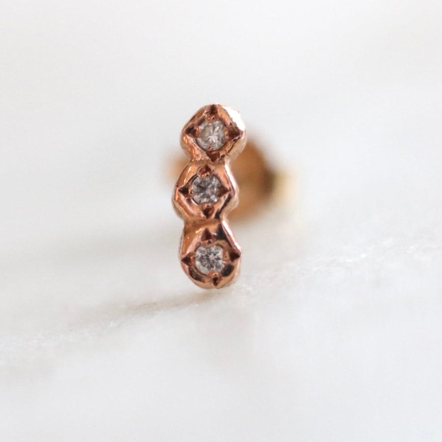 Single Three Diamond Stud Earring