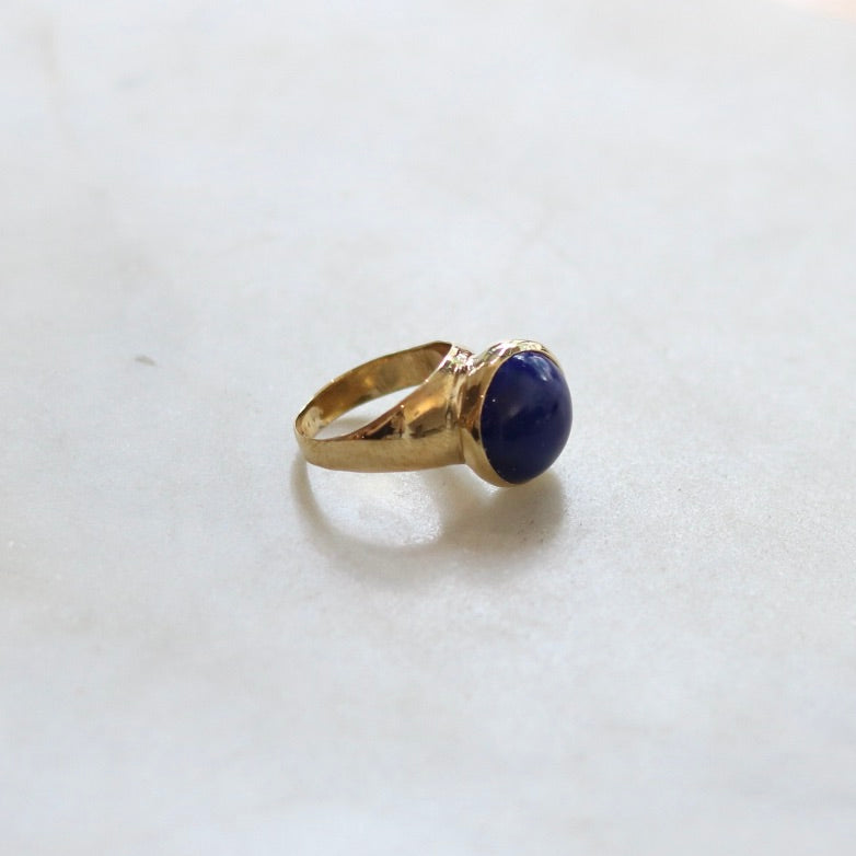 Bronze and Lapis Offset Ring