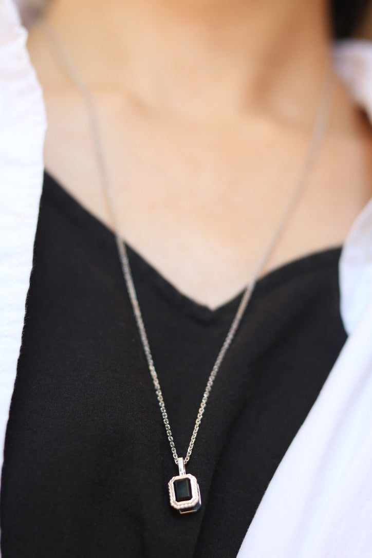 Rectangular Black Onyx Necklace