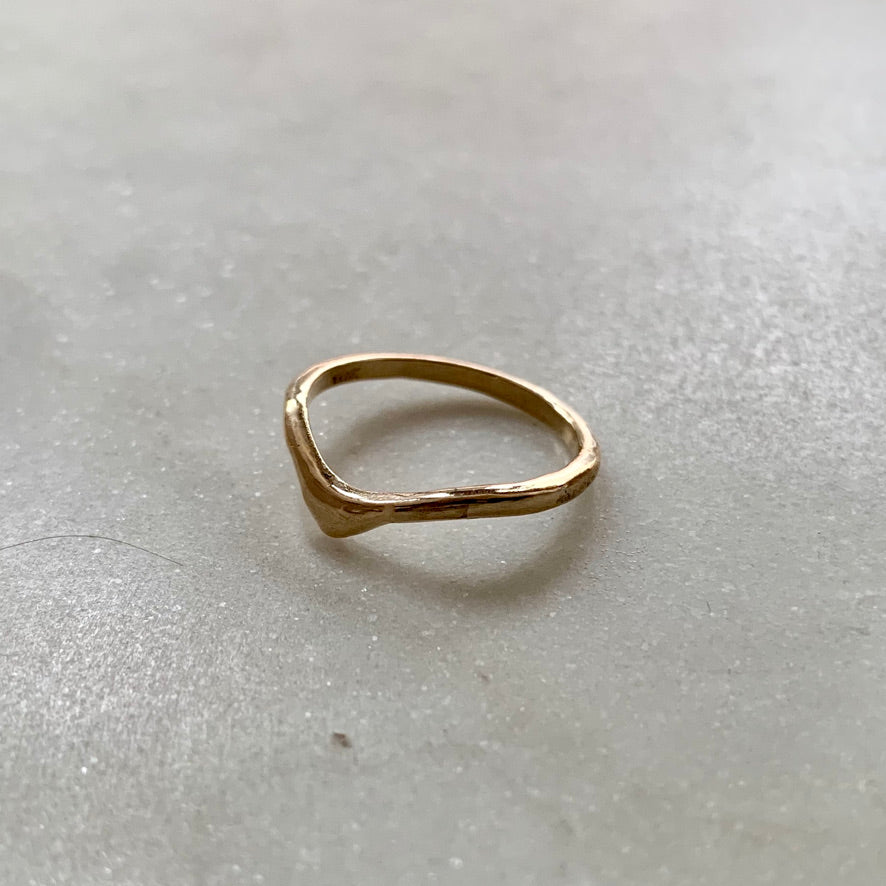 Bespoke Ethical Two-tone Arc and V-shaped rings in Fairtrade Gold
