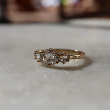 Three Natural Rose-Cut Diamond Ring