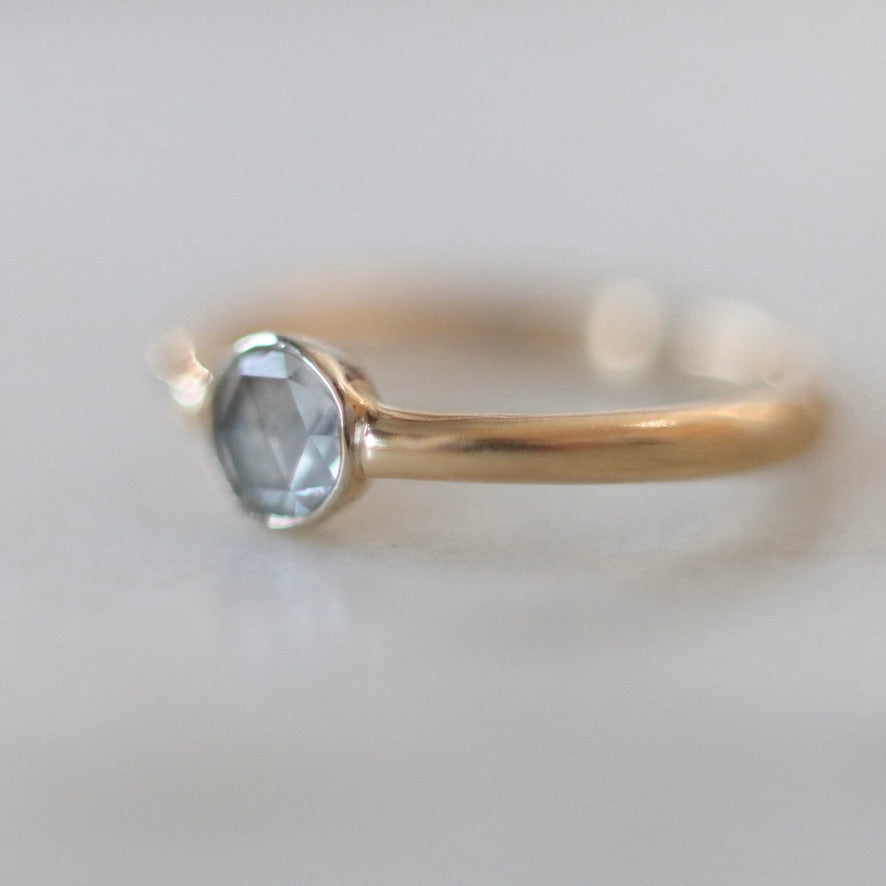 Rose Cut Salt and Pepper Diamond Ring | Custom Engagement Rings