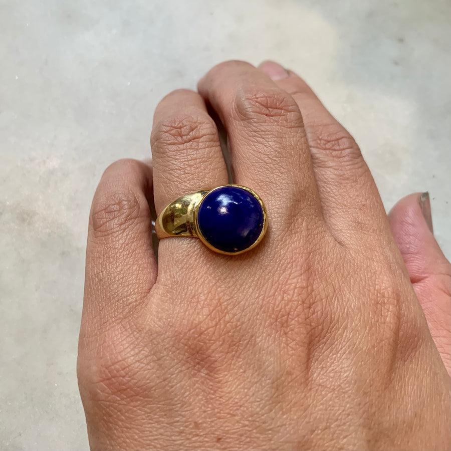 Bronze and Lapis Offset Ring